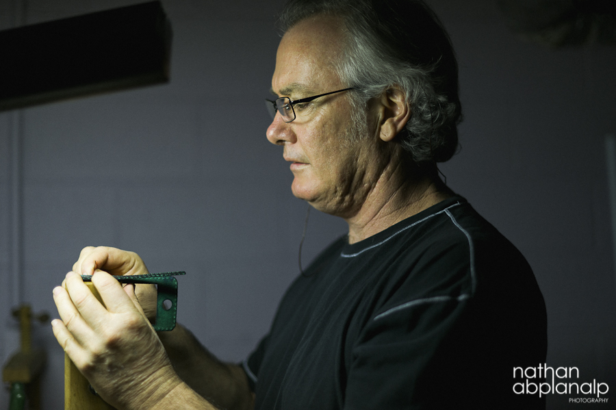 A man working with leather