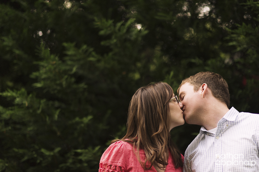Couple kissing during an engagement session in Charlotte NC