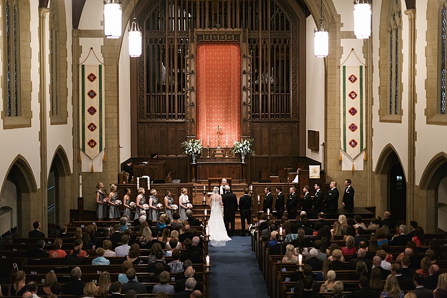 Wedding ceremony at Myers Park United Methodist Church in Charlotte NC