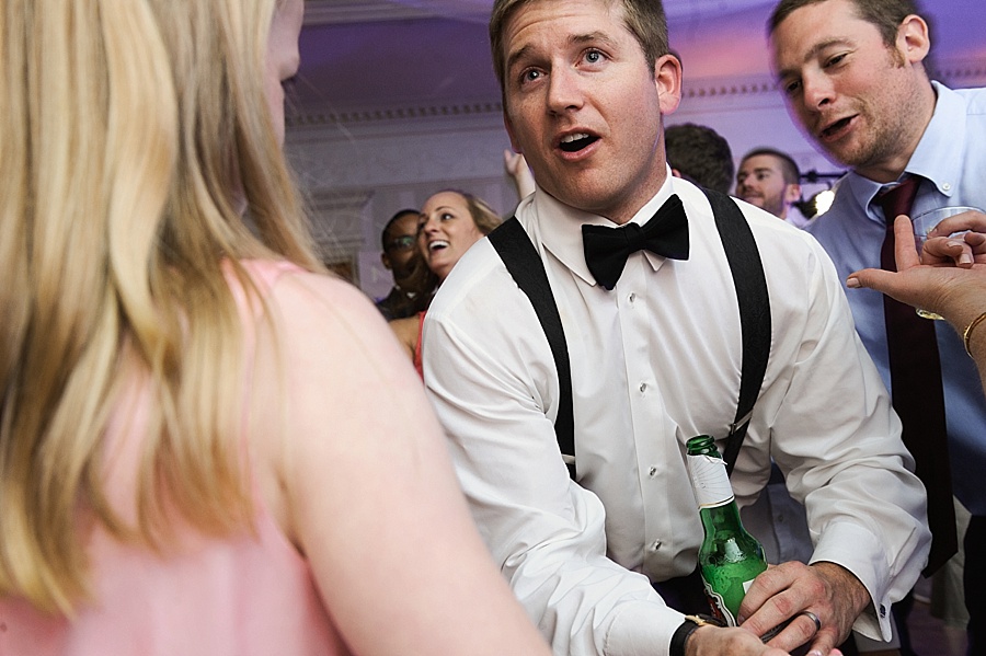 People dancing at a wedding reception at the Carmel Country Club in Charlotte NC