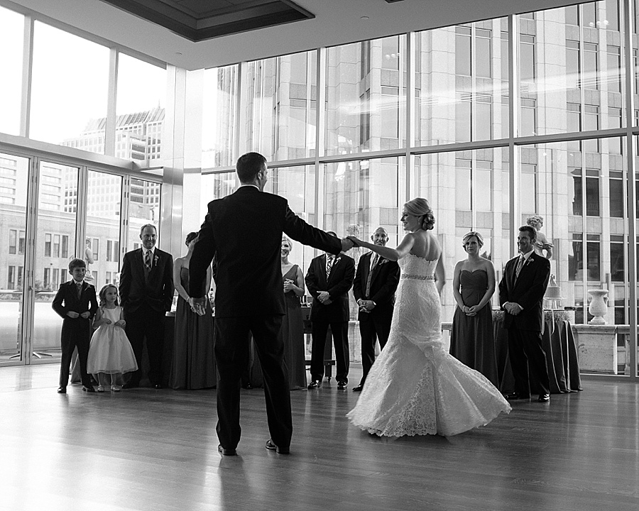 Bride and groom share first dance at Foundation for the Carolinas in Charlotte NC