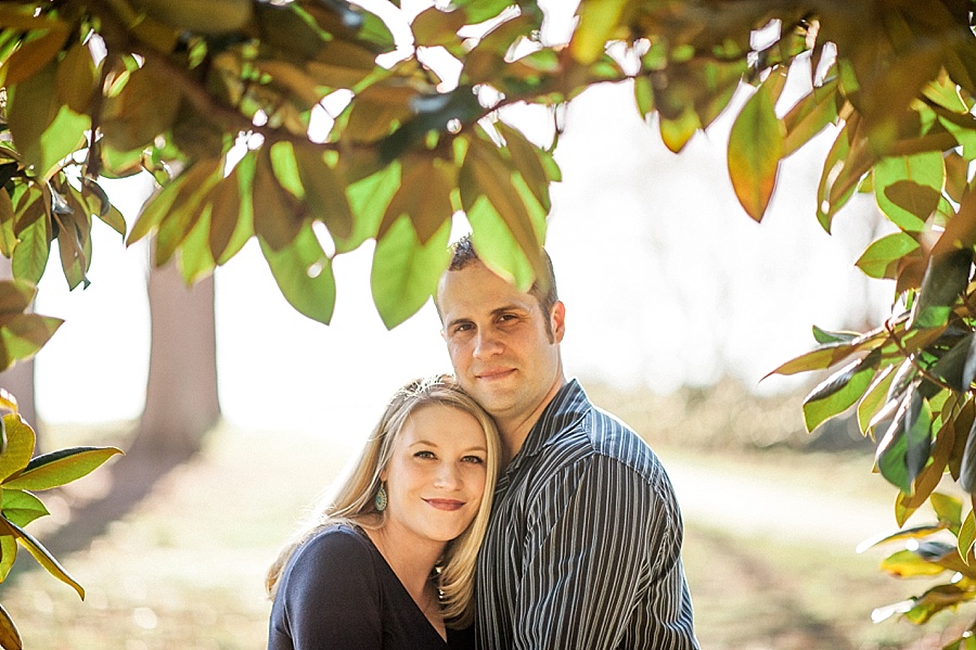 Husband and wife hug at Independence Park in Charlotte NC