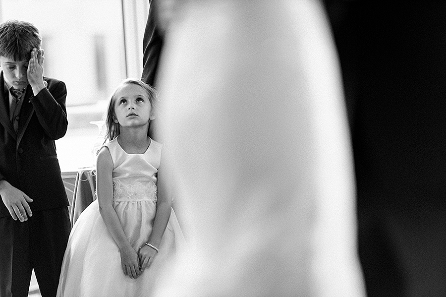 Flower girl impatiently waiting at the Foundation for the Carolinas in Charlotte NC