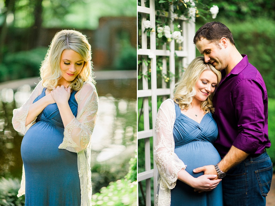 Expectant parents at Wing Haven Gardens in Charlotte NC