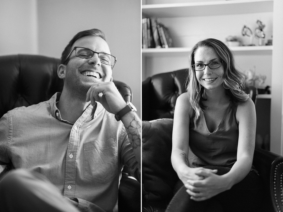 Portraits of new parents in their home in Charlotte NC