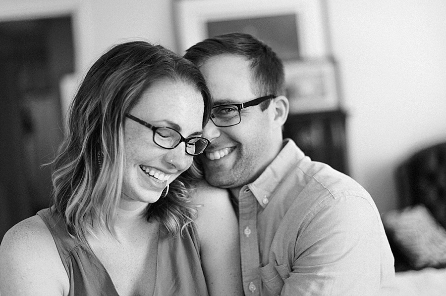 Husband and wife smile together in Charlotte NC