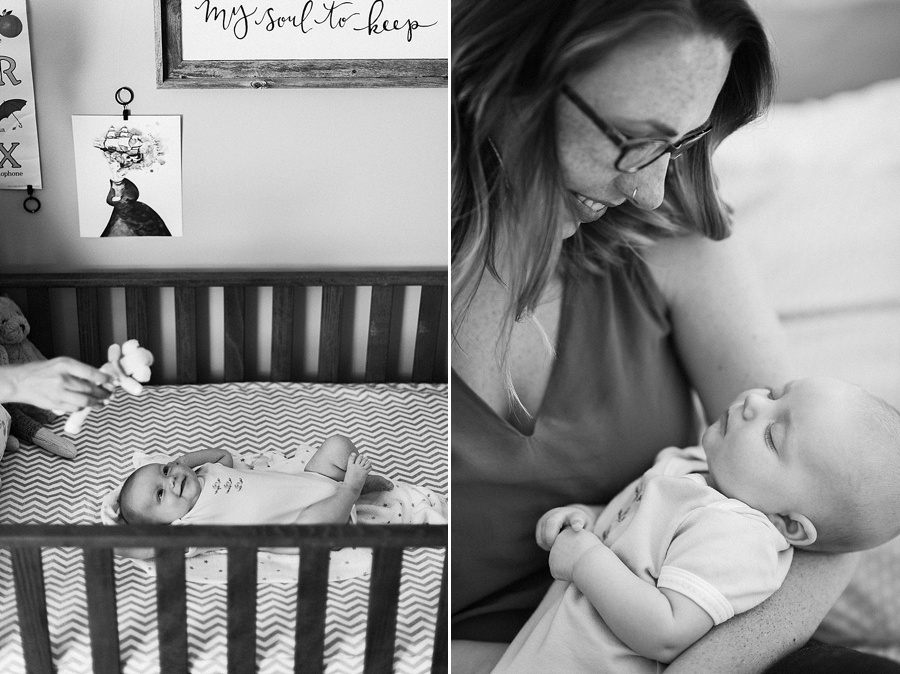 Baby in a crib and snuggle with mother in Charlotte nC