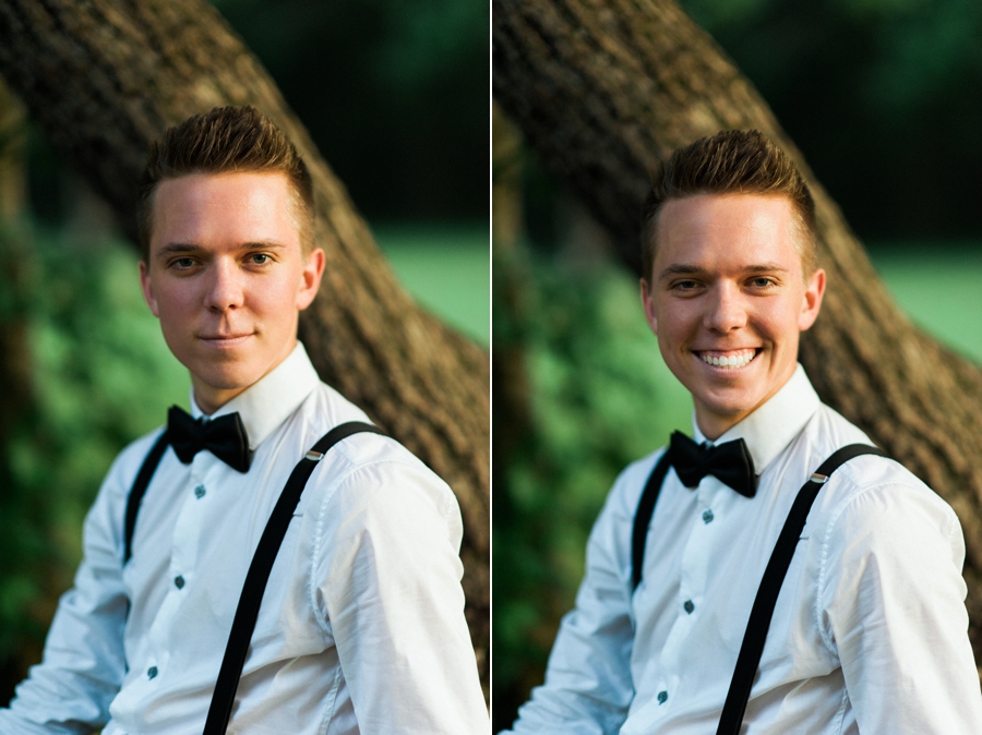 Man wearing bowtie in a park in Charlotte NC