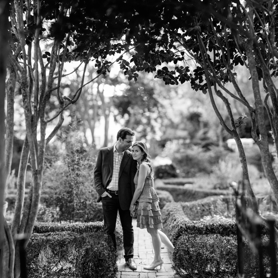 Couple at Wing Haven Gardens in Charlotte NC