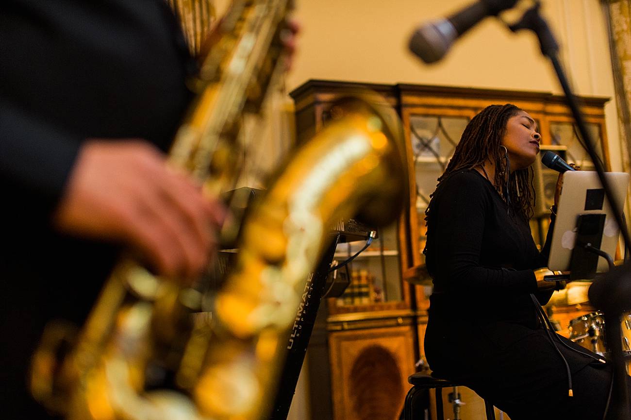 Jazz musicians play and sing at the Duke Mansion in Charlotte, NC