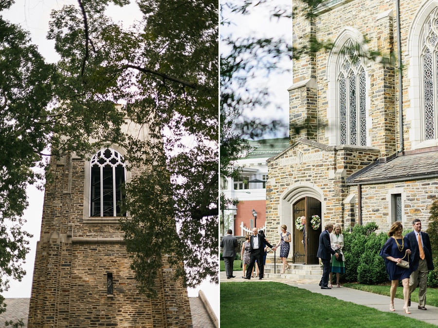 Wedding guests outside of Myers Park United Methodist Church in Charlotte NC