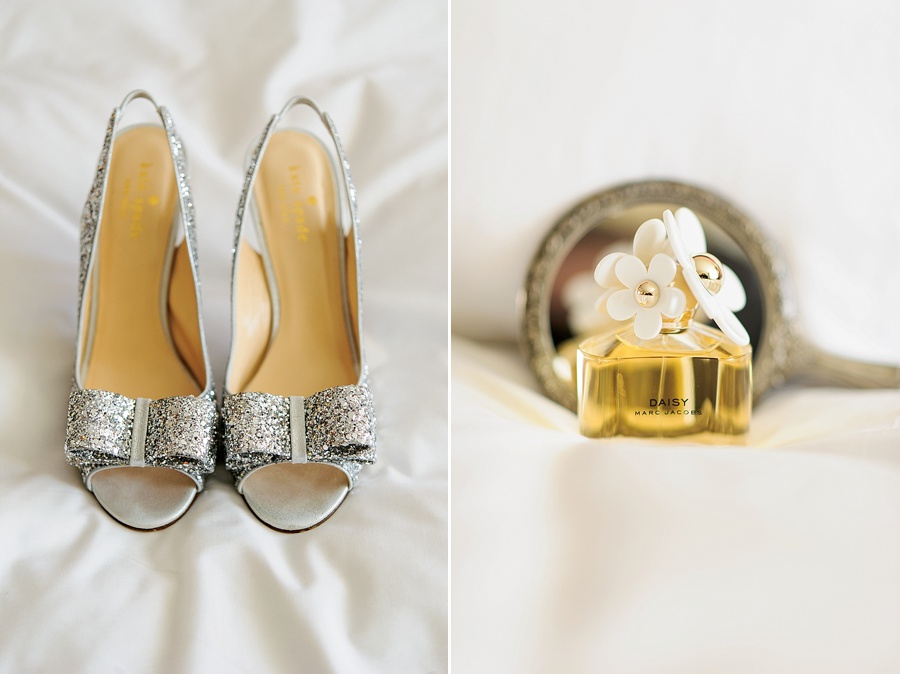 Bride's wedding shoes at First United Methodist Church in Charlotte NC