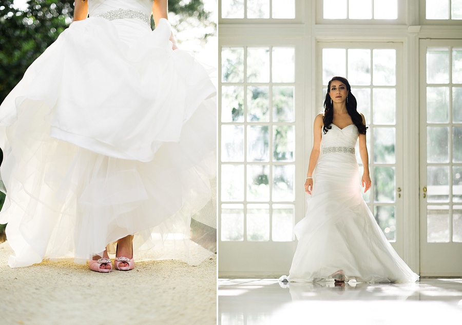 Bride in sunroom at the Duke Mansion in Charlotte NC